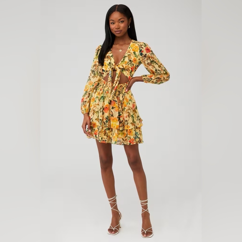 Rays for Days Eva Dress Late Sunsets - Yellow Floral Small